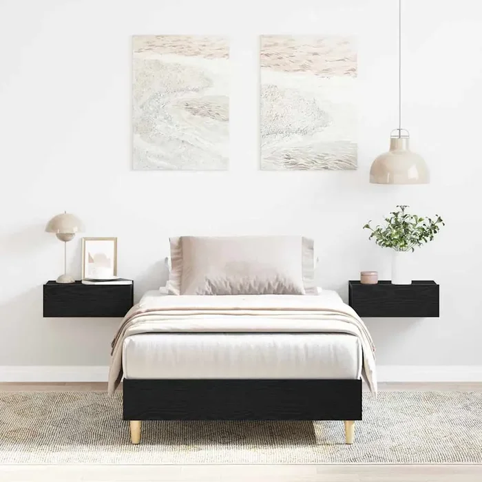 vidaXL Bed Frame 120×200 cm Black Oak Engineered Wood