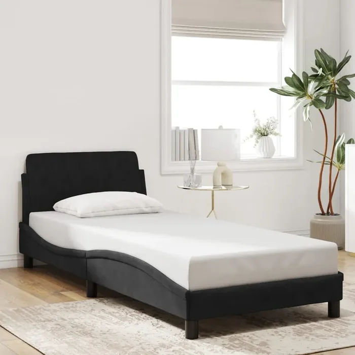 vidaXL Bed Frame “Dover” Black 90×190 cm Single Velvet