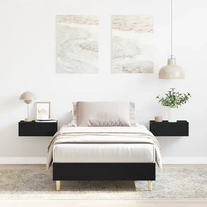 vidaXL Bed Frame 90×190 cm Black Oak Engineered Wood