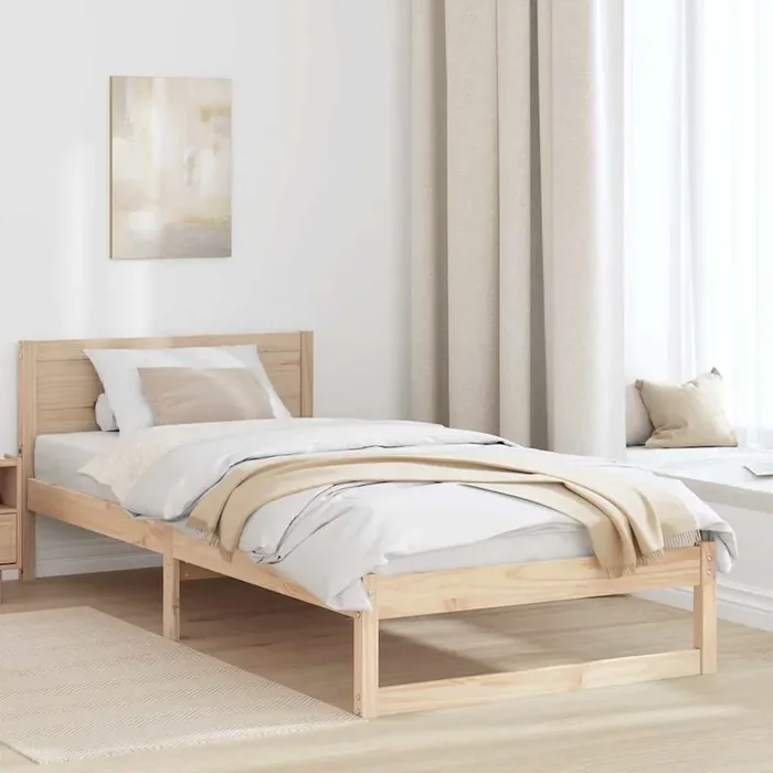 vidaXL Bed Frame Natural Solid Pine wood Single Tough Bed Frame