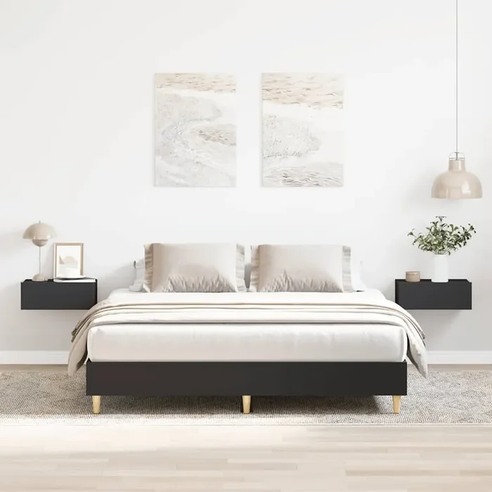 vidaXL Bed Frame No Mattress Black 140×200 cm Engineered Wood