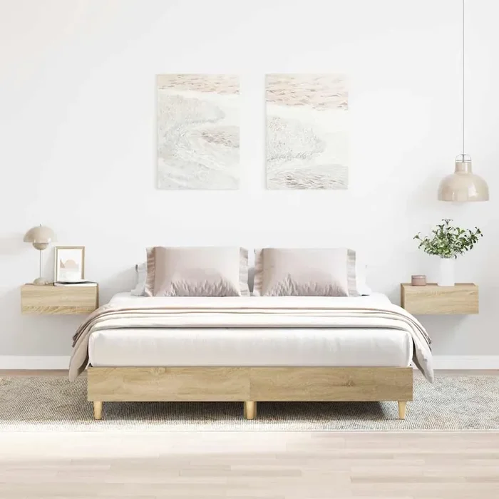 vidaXL Bed Frame No Mattress Sonoma Oak 150×200 cm King Size Engineered Wood