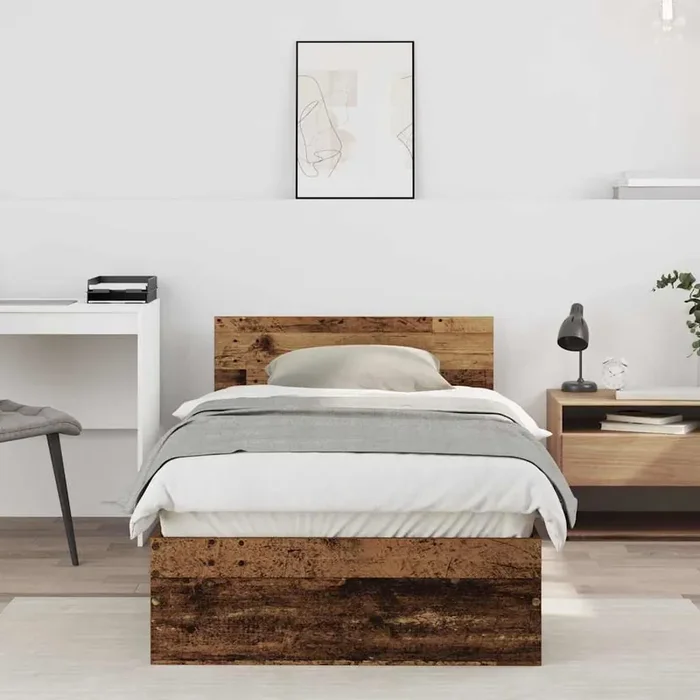 vidaXL Bed Frame Old Wood 90×200 cm Engineered Wood