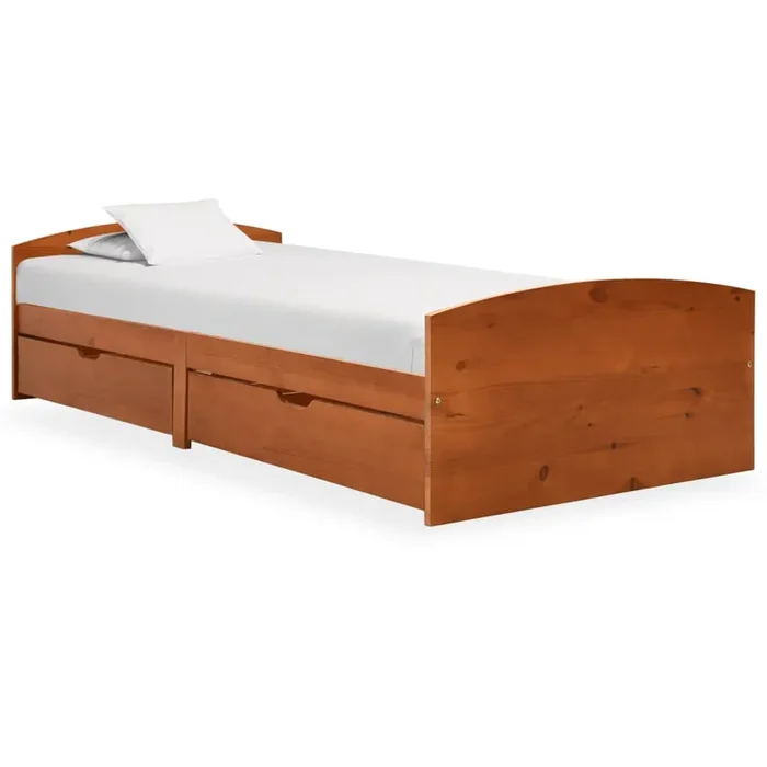 vidaXL Bed Frame with 2 Drawers without Mattress Honey Brown 90×200 cm