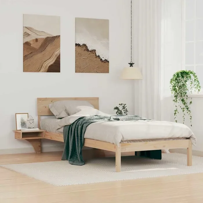 vidaXL Bed Frame with Bedside Tables Brown 80 x 200 cm Solid pine wood