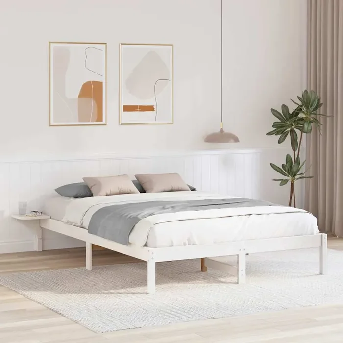 vidaXL Bed Frame with Bedside Tables White 160 x 200 cm White