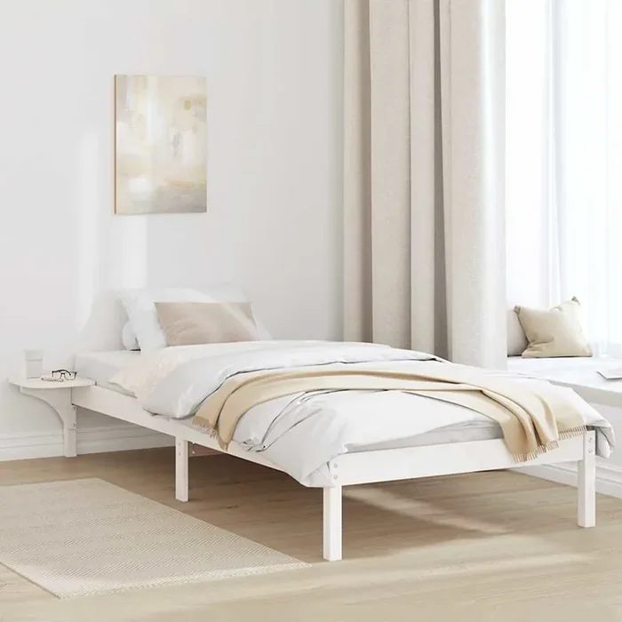 vidaXL Bed Frame with Bedside Tables White 90 x 190 cm White