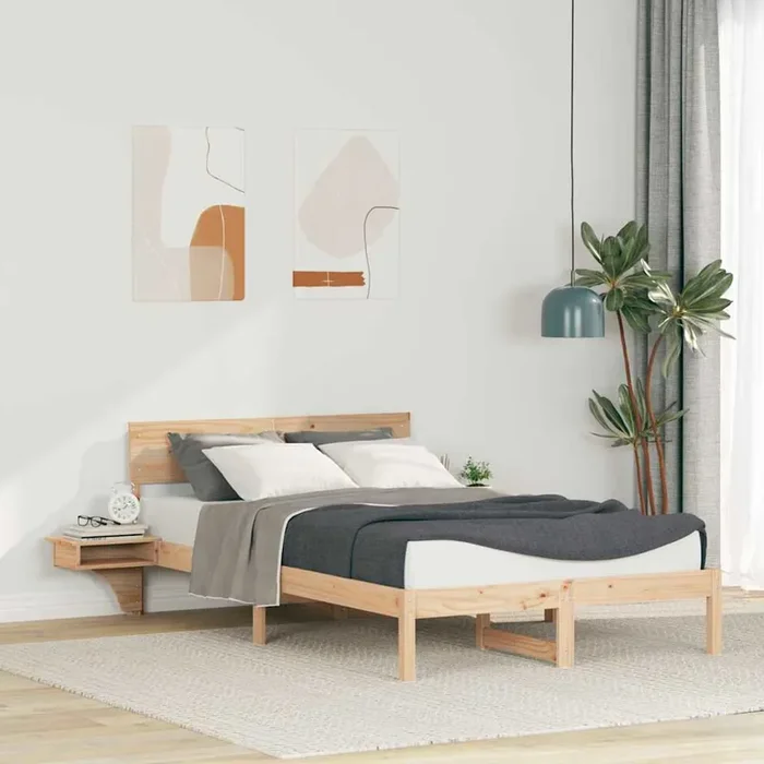 vidaXL Bed Frame with Bedside Tables with Headboard Brown 120 x 190 cm