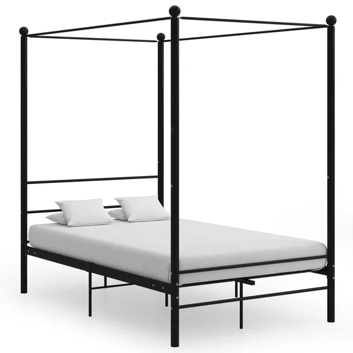 vidaXL Bed Frame with Canopy without Mattress Black 140×200 cm Metal