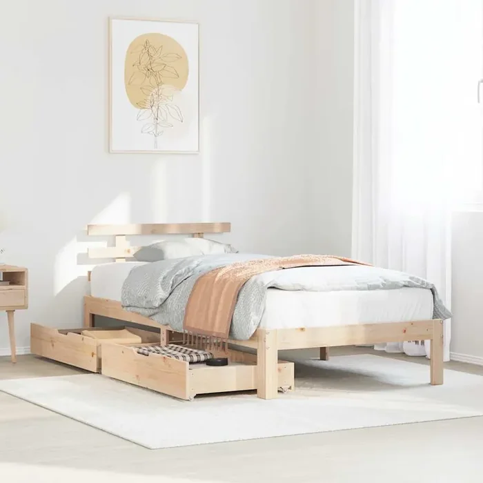 vidaXL Bed Frame with Drawers without Mattress 75×190 cm Small Single