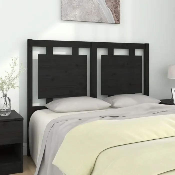 vidaXL Bed Headboard Black 125.5x4x100 cm Solid Pine Wood