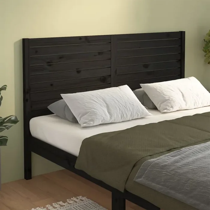 vidaXL Bed Headboard Black 141x4x100 cm Solid Wood Pine
