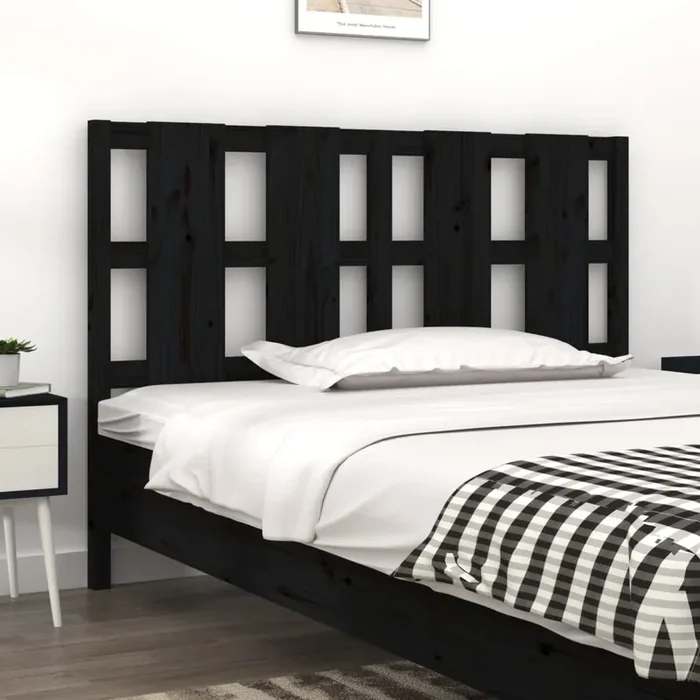 vidaXL Bed Headboard Black 145.5x4x100 cm Solid Wood Pine