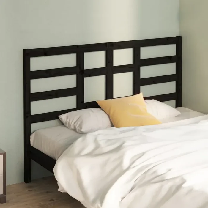 vidaXL Bed Headboard Black 166x4x104 cm Solid Wood Pine