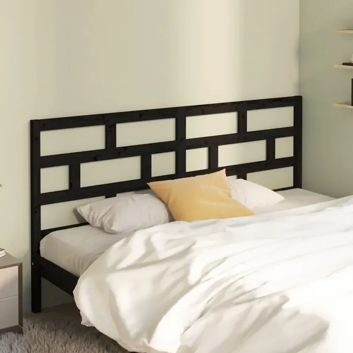 vidaXL Bed Headboard Black 186x4x100 cm Solid Wood Pine
