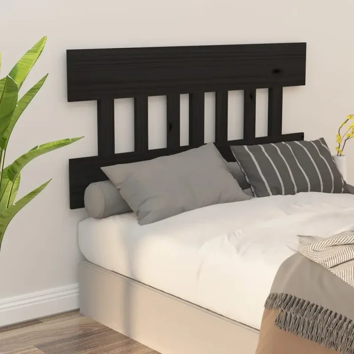 vidaXL Bed Headboard Black 203.5x3x81 cm Solid Wood Pine