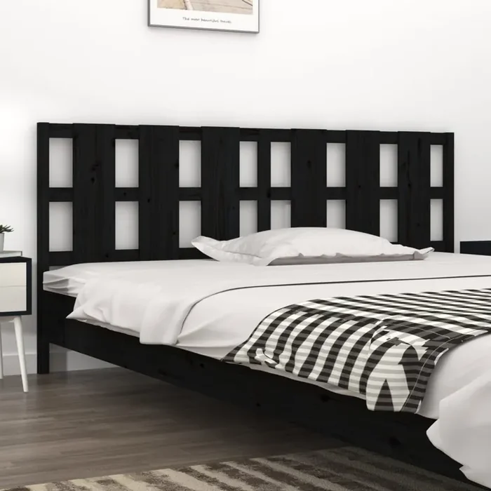 vidaXL Bed Headboard Black 205.5x4x100 cm Solid Wood Pine