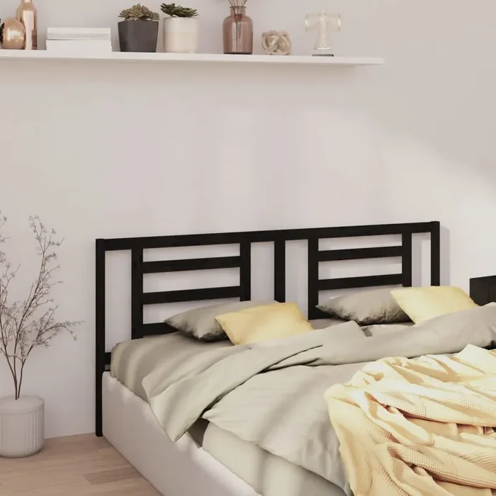 vidaXL Bed Headboard Black 206x4x100 cm Solid Pine Wood