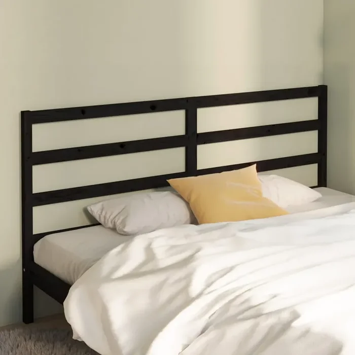 vidaXL Bed Headboard Black 206x4x100 cm Solid Wood Pine