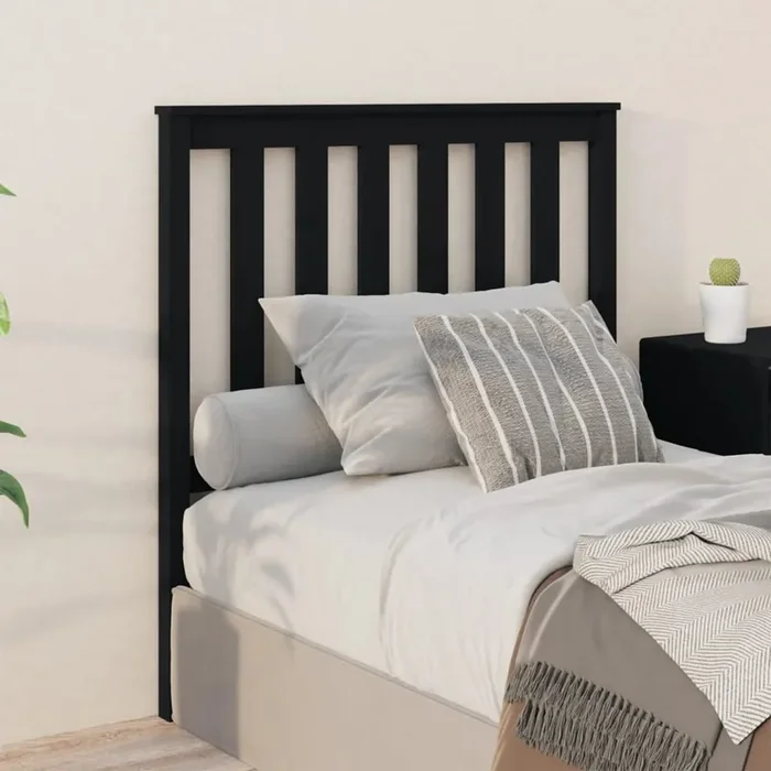 vidaXL Bed Headboard Black 96x6x101 cm Solid Wood Pine