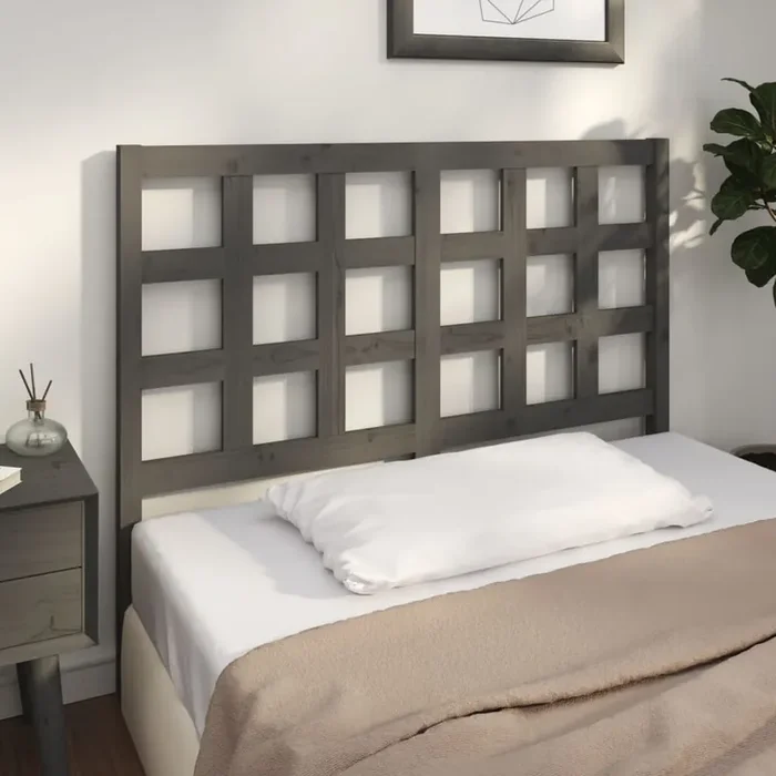 vidaXL Bed Headboard Grey 125.5x4x100 cm Solid Wood Pine
