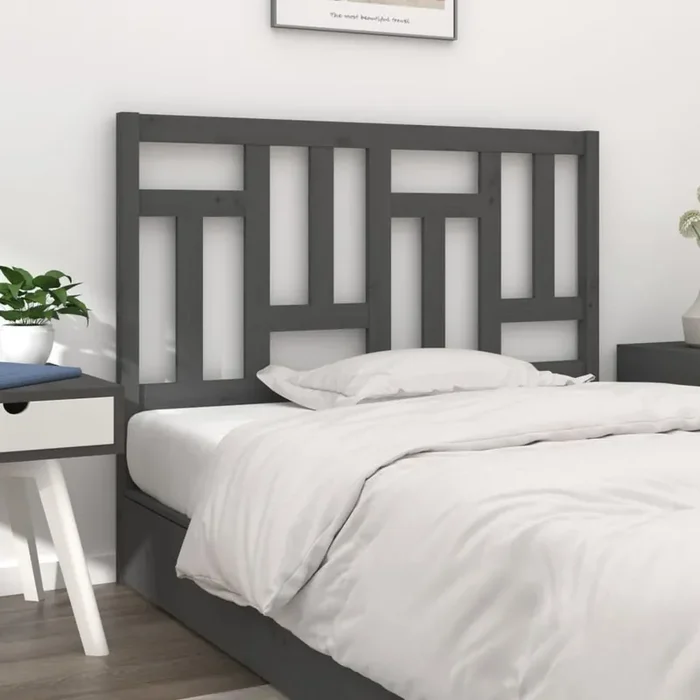 vidaXL Bed Headboard Grey 125.5x4x100 cm Solid Wood Pine