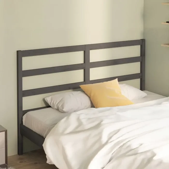 vidaXL Bed Headboard Grey 126x4x100 cm Solid Wood Pine