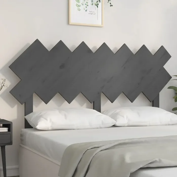 vidaXL Bed Headboard Grey 151.5x3x81 cm Solid Wood Pine