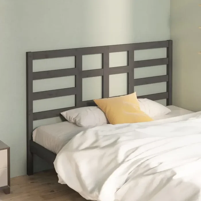 vidaXL Bed Headboard Grey 156x4x104 cm Solid Wood Pine