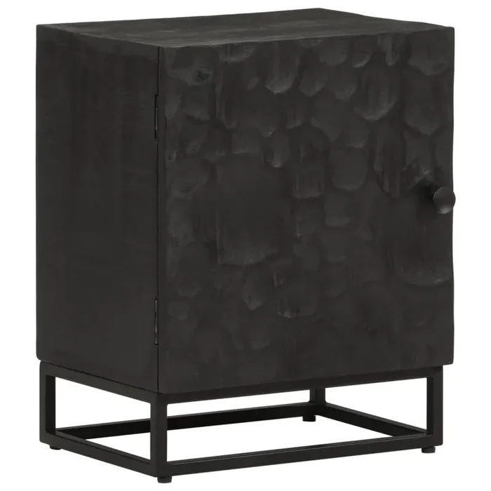 vidaXL Bedside Cabinet Black 40x30x50 cm Solid Wood Mango and Iron