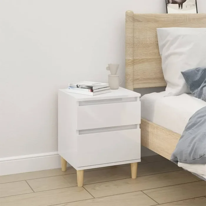 vidaXL Bedside Cabinet High Gloss White 40x35x50 cm