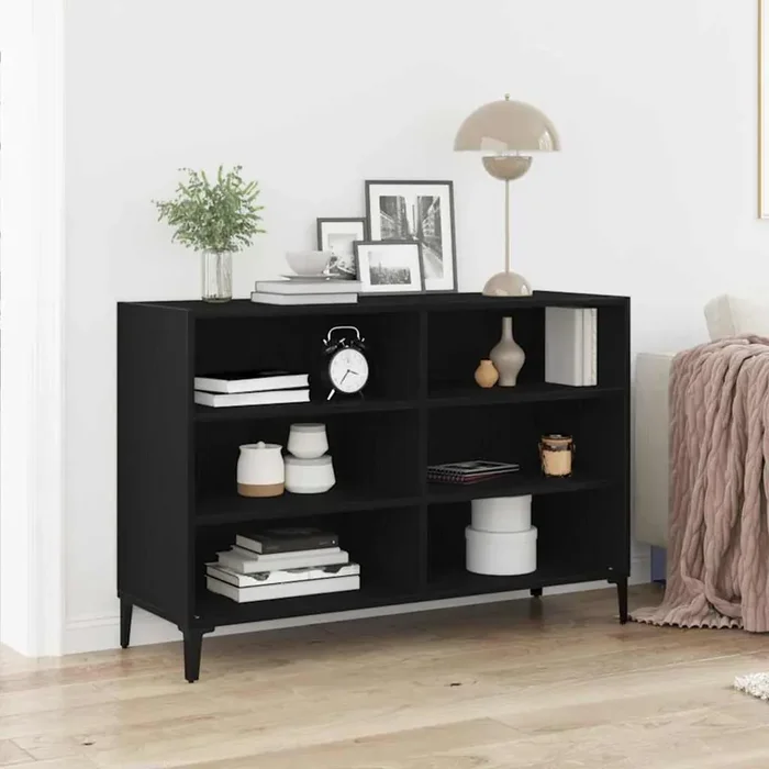 vidaXL Black Oak Sideboard 103.5x35x70 cm Made of Engineered Wood