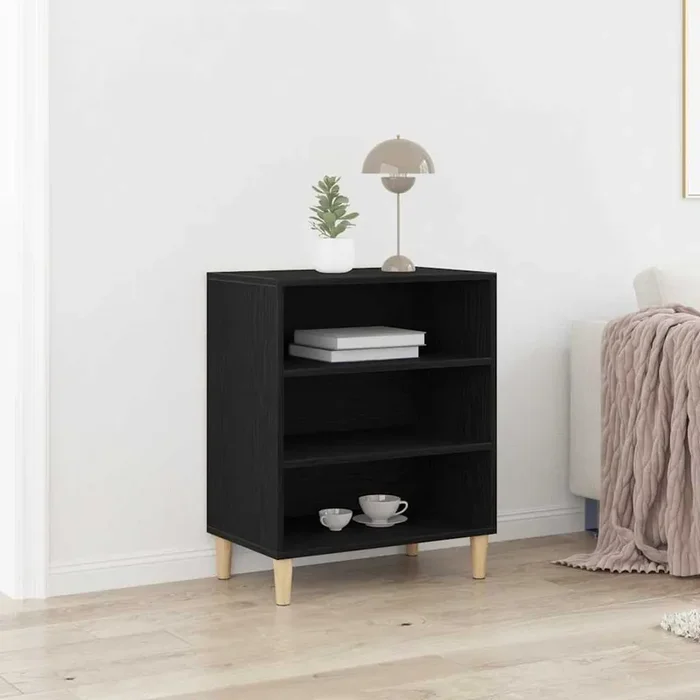 vidaXL Black Oak Sideboard, 57x35x70 cm, Made from Engineered Wood