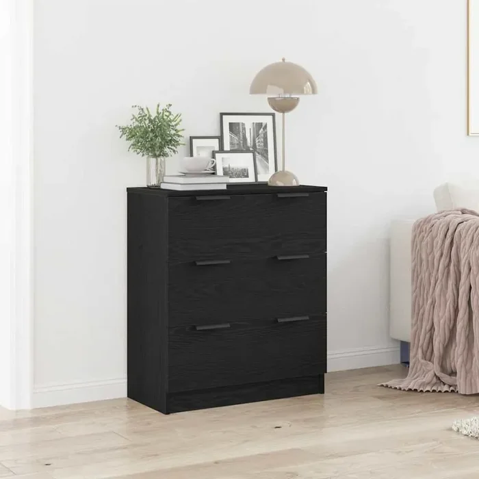vidaXL Black Oak Sideboard 60x30x70 cm Manufactured Wood