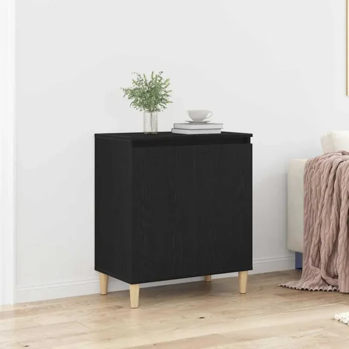 vidaXL Black Oak Sideboard, 60x35x70 cm, Made of Engineered Wood