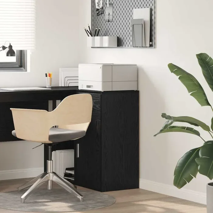 vidaXL Black Oak Storage Cabinet Black Oak MDF with Black Oak Veneer