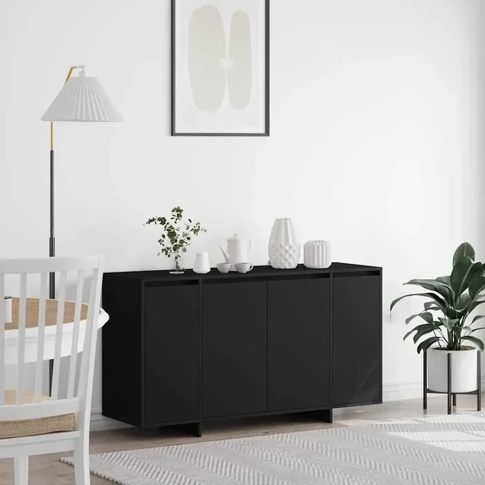vidaXL Black Sideboard Black Engineered wood 135 x 41 x 75 cm