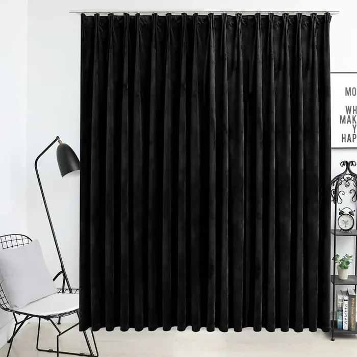 vidaXL Blackout Curtain with Hooks Velvet Black 290×245 cm