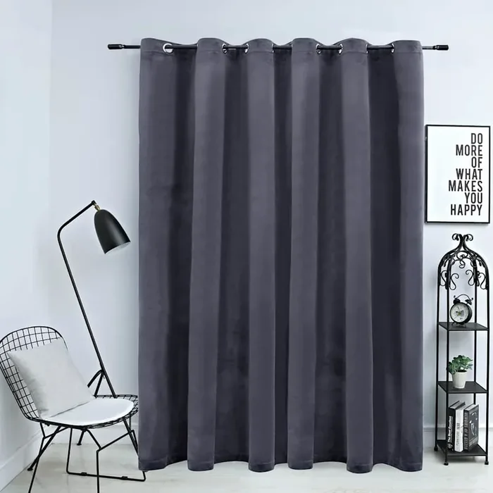 vidaXL Blackout Curtain with Metal Rings Velvet Anthracite 290×245 cm