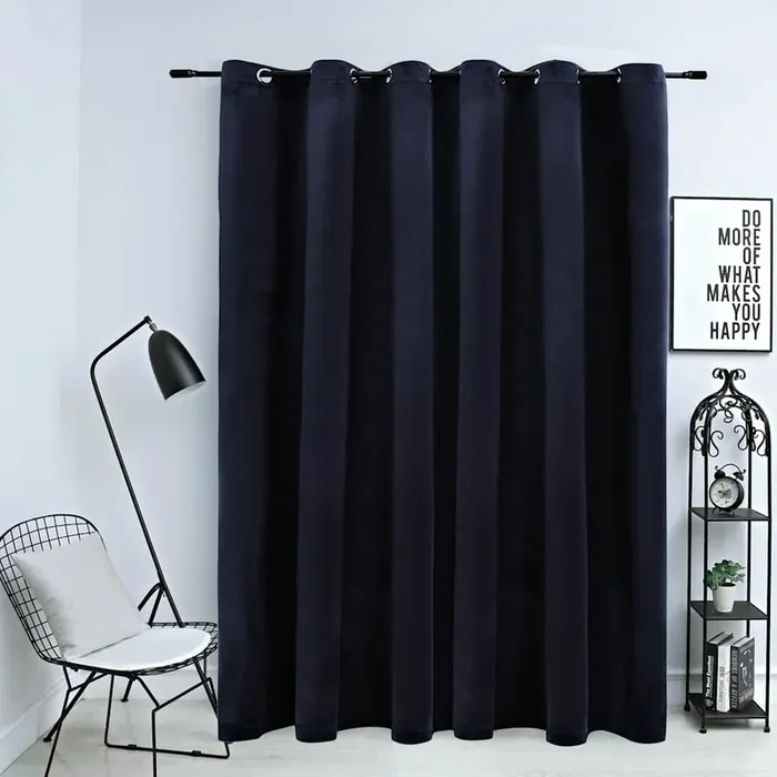 vidaXL Blackout Curtain with Metal Rings Velvet Black 290×245 cm