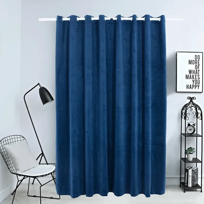 vidaXL Blackout Curtain with Metal Rings Velvet Dark Blue 290×245 cm