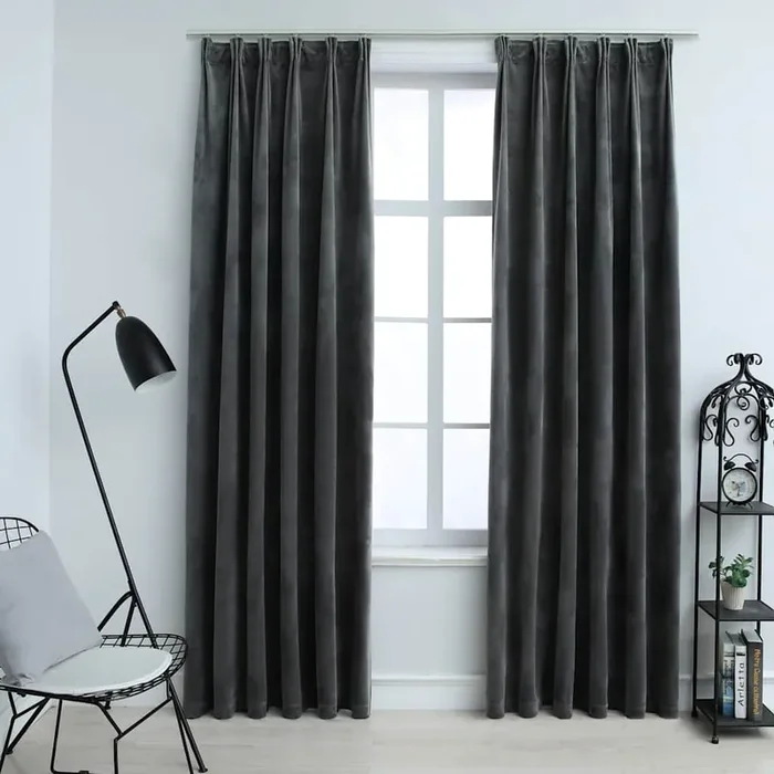 vidaXL Blackout Curtains 2 pcs with Hooks Velvet Anthracite 140×245 cm