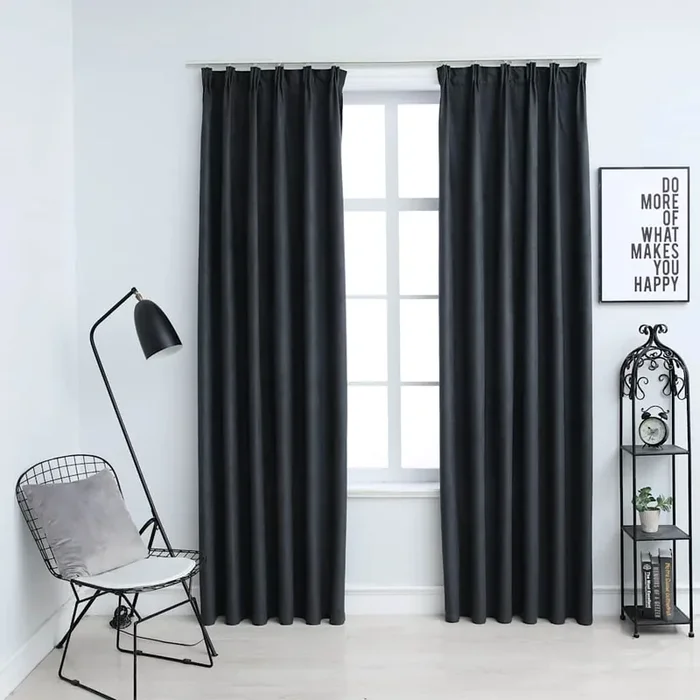 vidaXL Blackout Curtains with Hooks 2 pcs Anthracite 140×245 cm