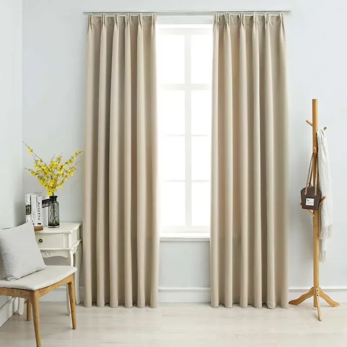 vidaXL Blackout Curtains with Hooks 2 pcs Beige 140×225 cm