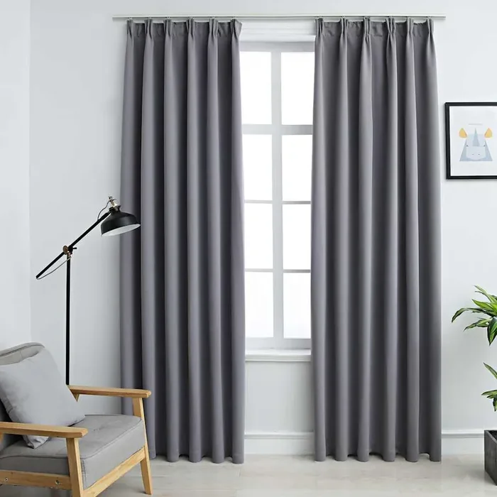 vidaXL Blackout Curtains with Hooks 2 pcs Grey 140×245 cm