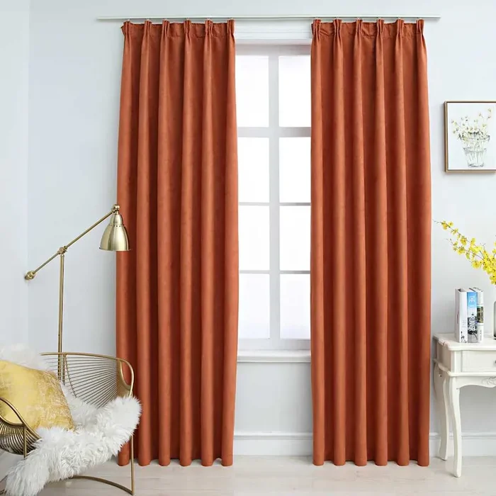 vidaXL Blackout Curtains with Hooks 2 pcs Rust 140×245 cm