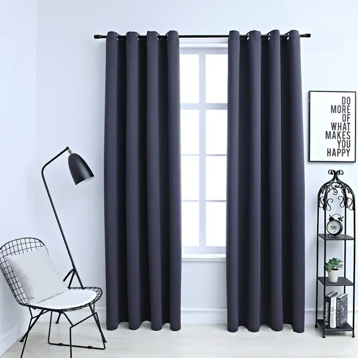 vidaXL Blackout Curtains with Metal Rings 2 pcs Anthracite 140×245 cm