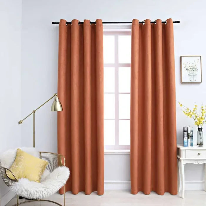 vidaXL Blackout Curtains with Metal Rings 2 pcs Rust 140×225 cm