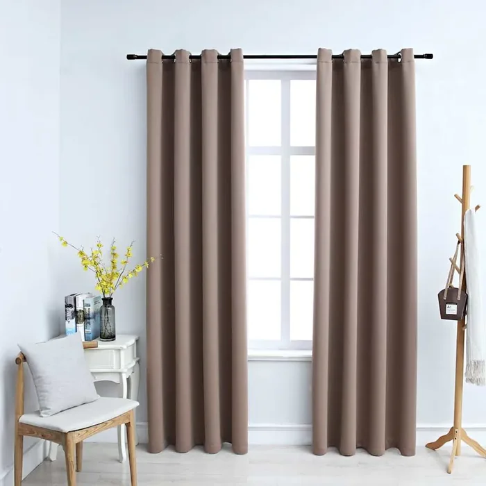 vidaXL Blackout Curtains with Metal Rings 2 pcs Taupe 140×175 cm