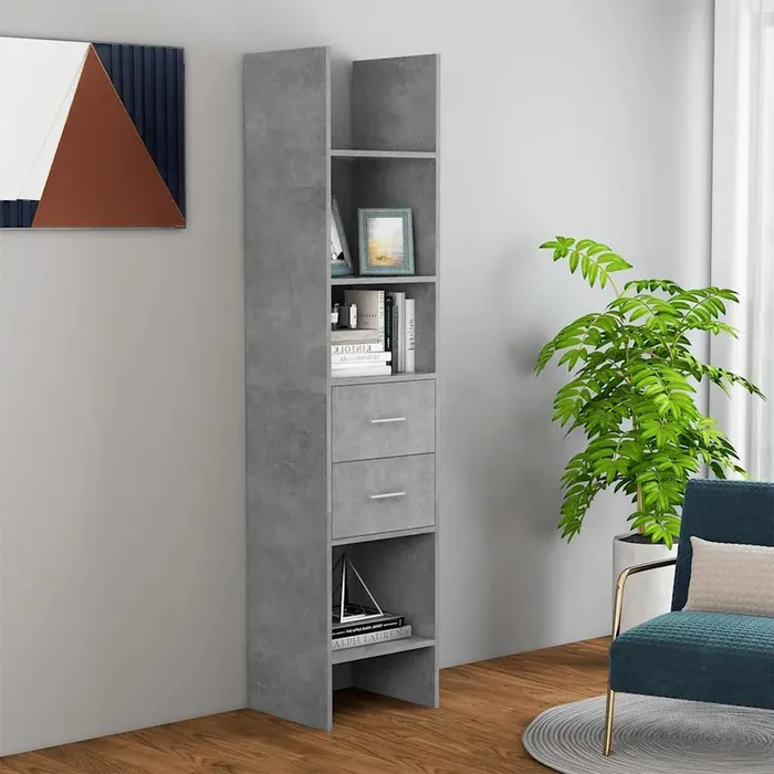vidaXL Book Cabinet Concrete Grey 40x35x180 cm Engineered Wood